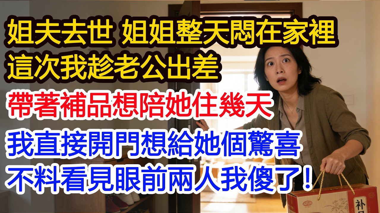 姐夫去世 姐姐整天悶在家裡這次我趁老公出差帶著補品想陪她住幾天我直接開門想給她個驚喜不料看見眼前兩人我傻了！#為人處世 #正能量 #故事分享 #生活經驗 #情感