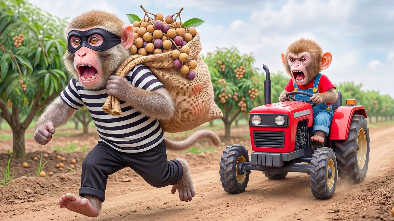🔥🐒 Monkey NaNa Longan Harvest Turns Into CHAOS! He Spots a Farm Thief and Starts a Wild Chase! 🍈🚨💥