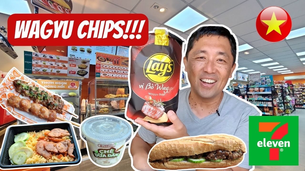 7 Eleven Vietnam is AWESOME! 🇻🇳 Trying Banh Mi, Onigiri, Wagyu Chips, Flan!🍙🥖🍮7-11 SAIGON VIETNAM
