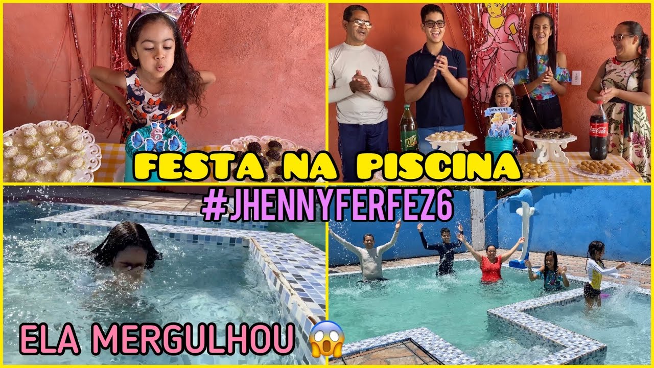 VLOGZÃO: FESTA NA PISCINA / ELA MERGULHOU 😱 #JHENNYFERFEZ6 | Mãe Aos 13