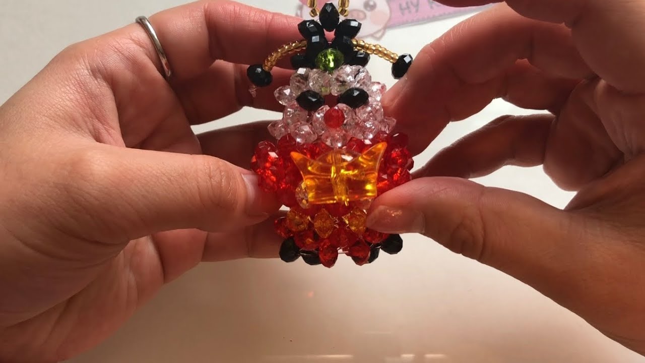 DIY kawaii bead  God of fortune keychain 水晶串珠教学 财神挂饰