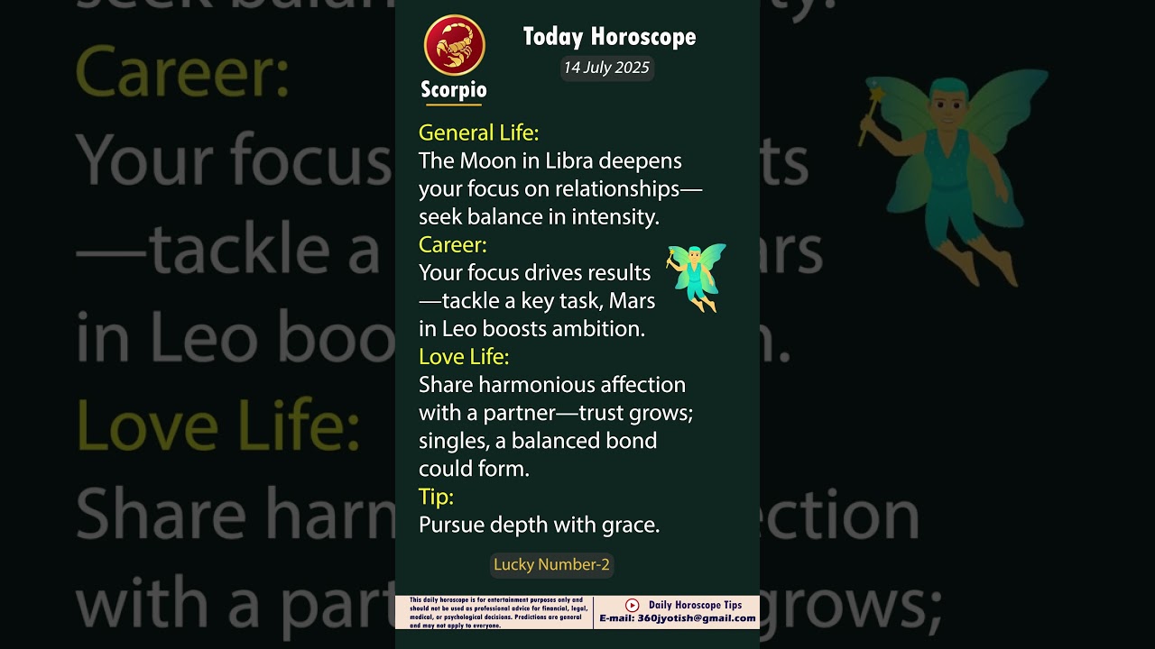 Scorpio Horoscope Today: July 14, 2025 🌟Horoscope Shorts | Daily Horoscope Tips #scorpiohoroscope