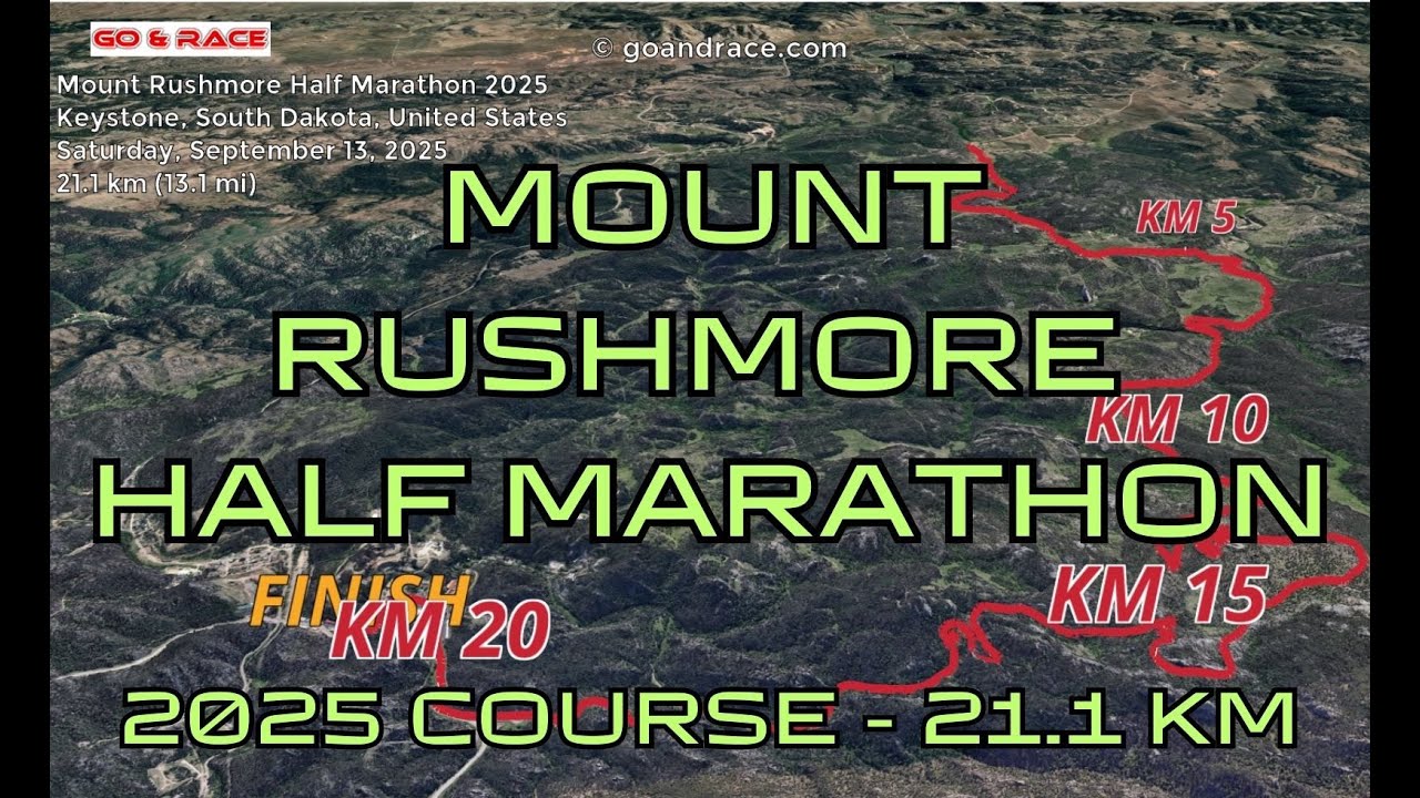Mount Rushmore Half Marathon 2025: 3D Video Course Map | 21.1 km - Keystone