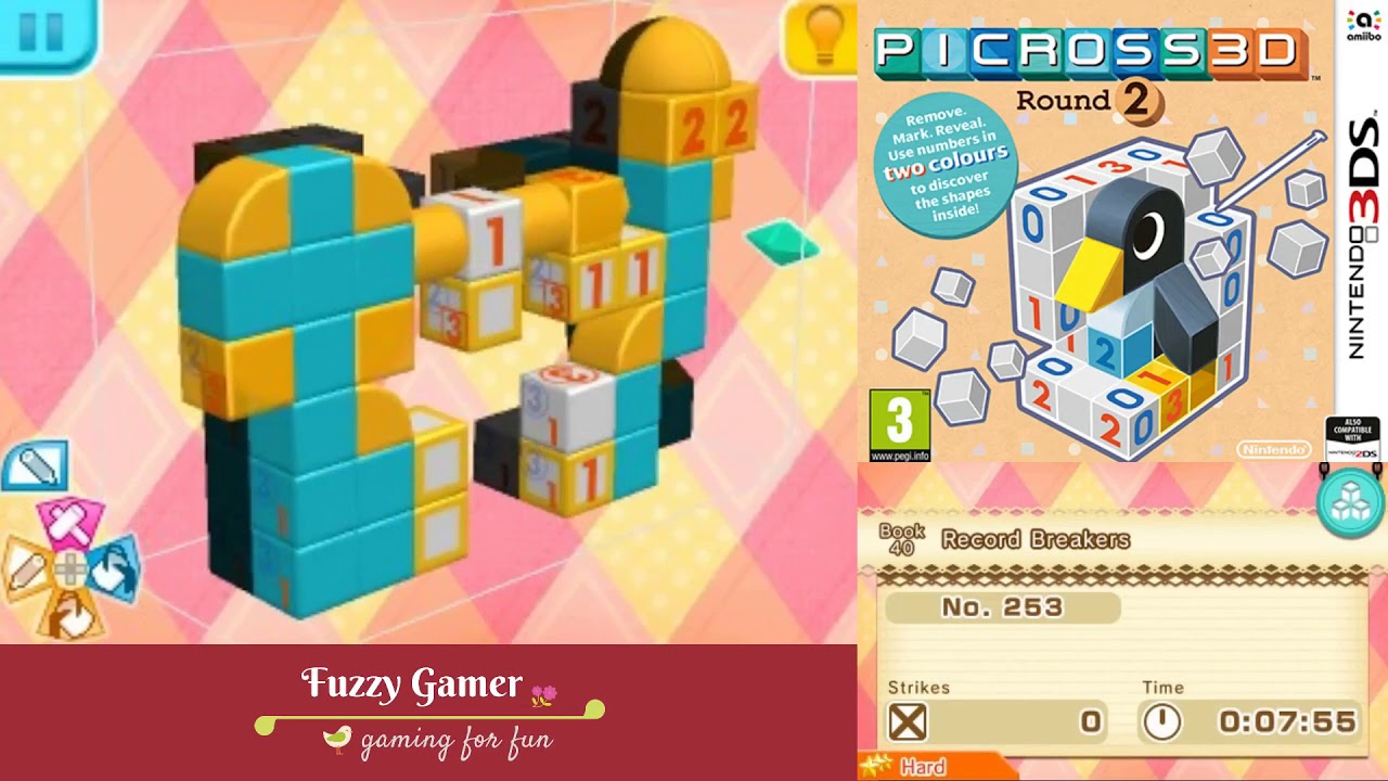 Picross 3D Round 2! Book 40 Record Breakers Puzzle 253-255 Hard Mode AND IN-GAME SUPRISES!!