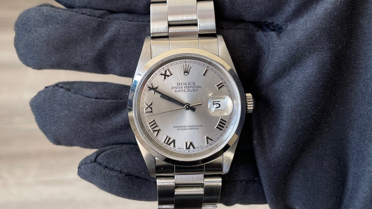 Rolex Datejust 16200 silver Roman dial men's watch 1999