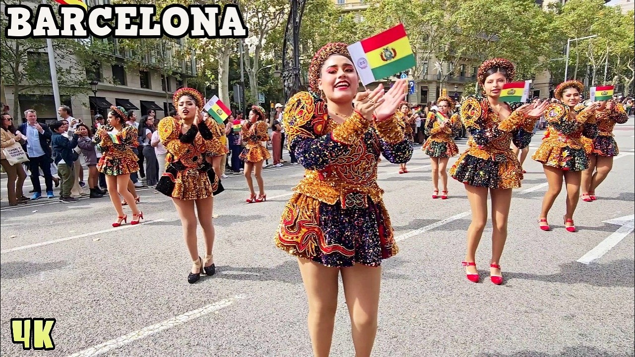 Celebración de la Hispanidad el 12 de Octubre en Barcelona 2025 España 4K