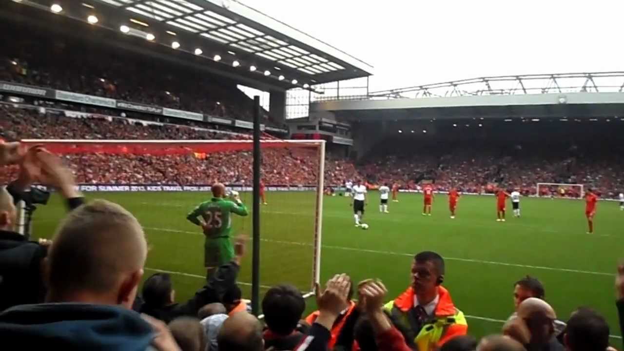 Liverpool 1-2 Manchester United 23/09/2012 Robin van Persie Penalty Goal Final Whistle United fans!