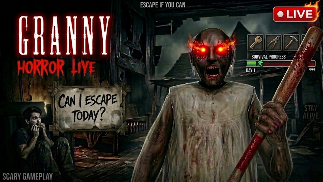 GRANNY HORROR LIVE ☠️ NIGHTMARE MODE 🔥 | CAN I ESCAPE? | SCARY GAMEPLAY 😱