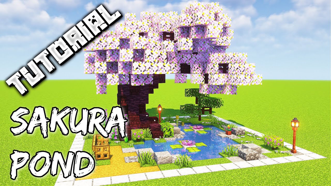 How To Build A Sakura Pond | Minecraft Tutorial