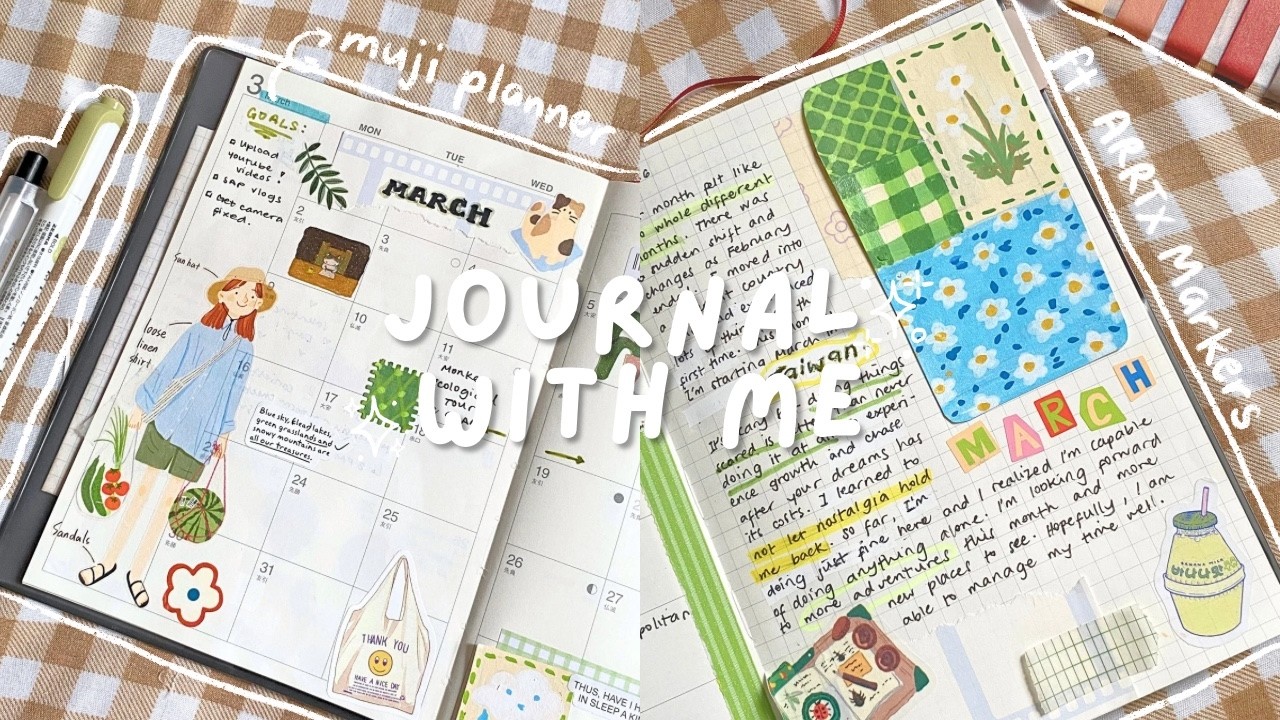 🍀&nbsp;journal with me:&nbsp;MARCH 2026 muji planner setup ft. Arrtx acrylic markers .☘︎ ݁˖
