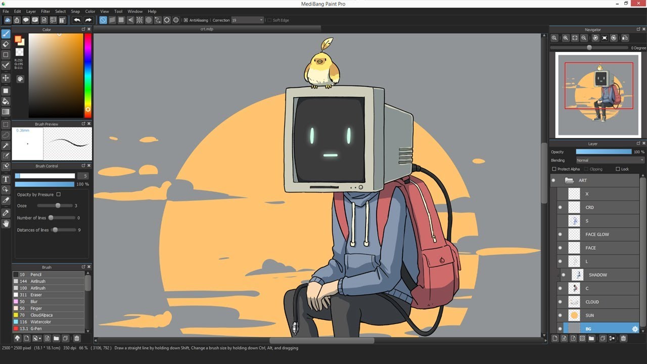 Medibang Paint Pro Illustration - Computer Head Guy