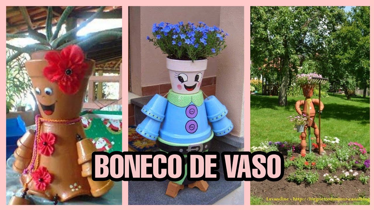 BONECOS DE VASOS PARA JARDIM 😍😍