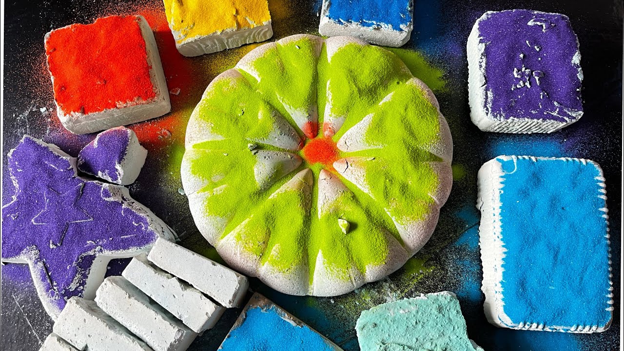 LEFTOVER REFORMS TOPPED WITH RANGOLI COLORS | REFORMED GYMCHALK ASMR | ODDLY SATISFYING ASMR
