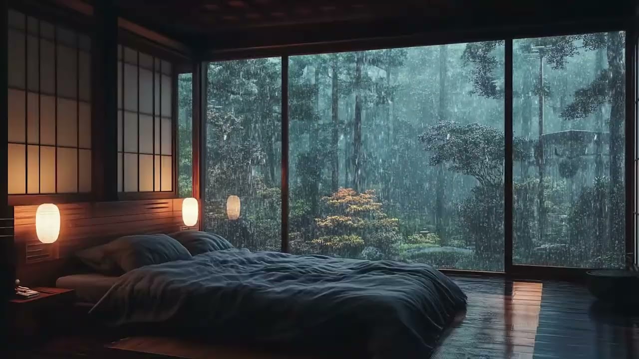 Relaxing Sleep Music and Rain Sounds for Deep Sleep – Cozy Bedroom Ambience for 3 Hours of Rest