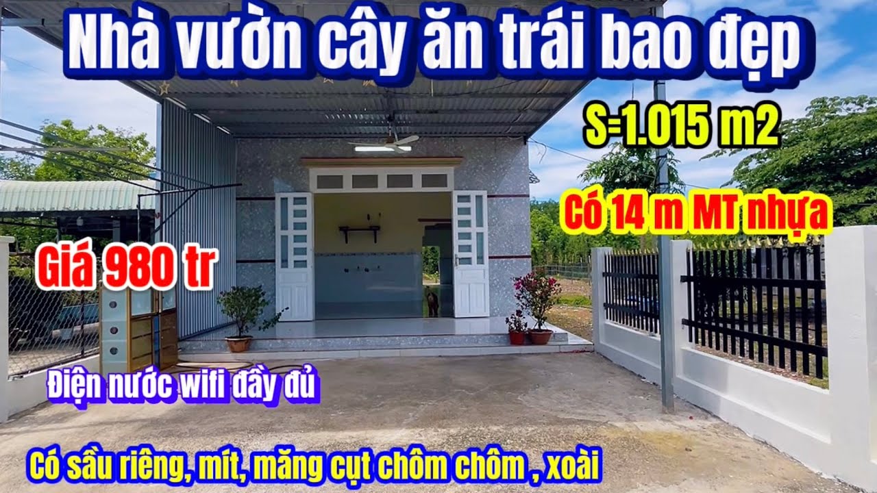 611🌹Nhà  vườn cây ăn trái mặt nhựa tuyệt  đẹp khu dân cư san sát 14x68 hậu nở 16 m 