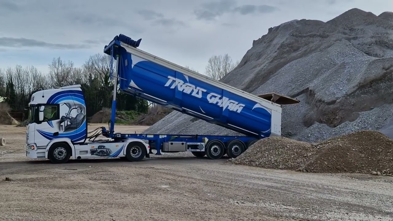 BILICO RIBALTABILE SCANIA TRANS GHIAIA AEROGRAFATO TRIBUTO GINO TARDIVO SCARICO GHIAIA IN CAVA