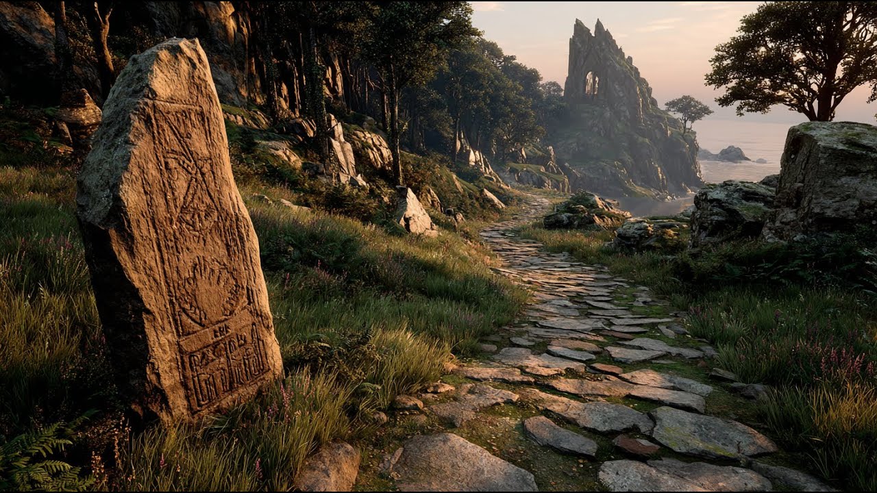 Runestone Coastway to the Emerald Sea-Arch | Medieval Fantasy Music & Animated Ambience