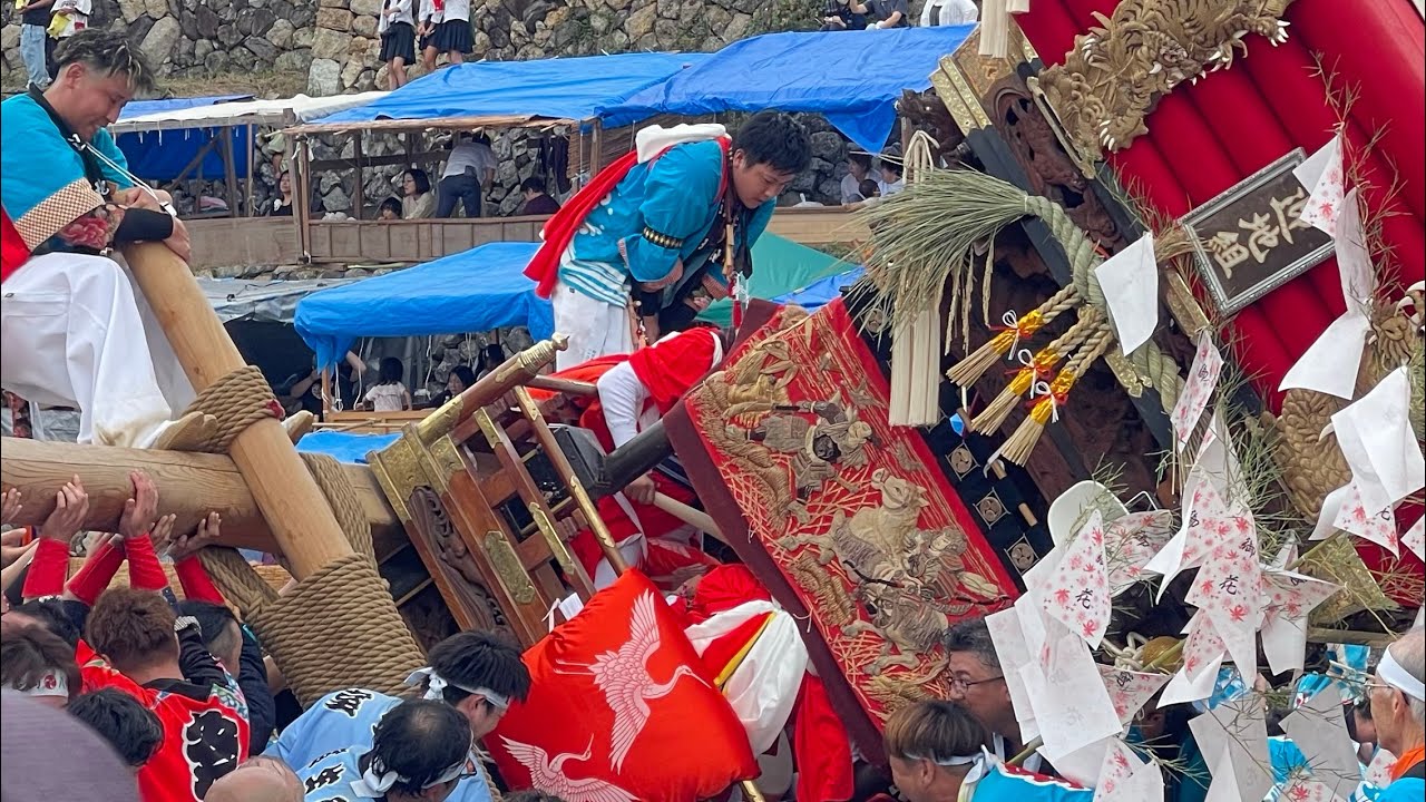 【小豆島 池田】秋祭りの記録｜海上太鼓の到着〜喧嘩太鼓（6:38〜）