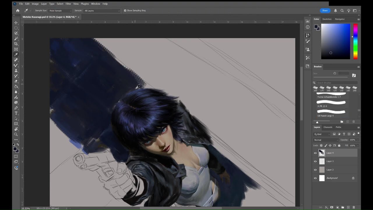 Motoko Kusanagi (Time lapse painting)