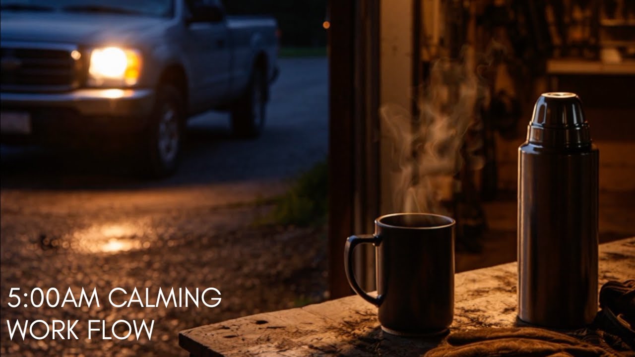 Early Blue-Collar Morning Workshop Ambience | Quiet Focus for Work, Planning & Deep Thought