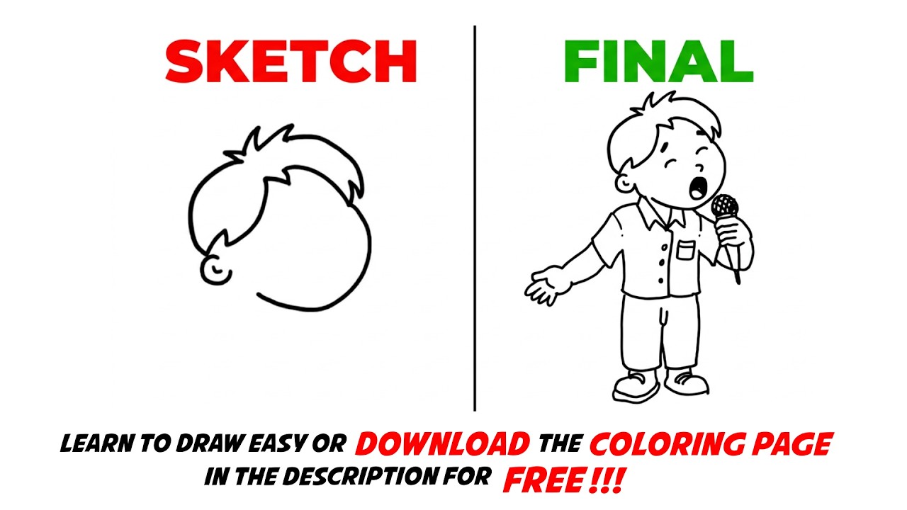 HOW TO DRAW A BOY SINGING EASY AND SIMPLE #howtodraw #drawingtutorial
