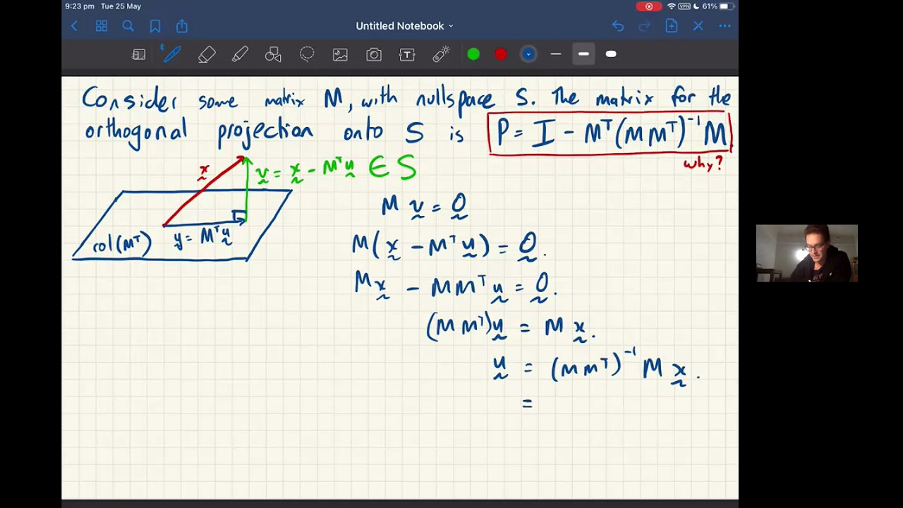 Orthogonal projection matrix onto the nullspace