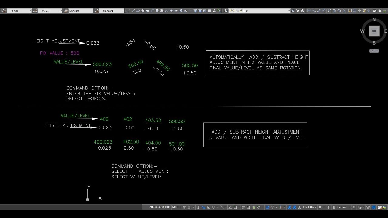 AUTOMAT. ADD/ SUBTRACT HEIGHT ADJUSTMENT IN FIX VALUE AND PLACE FINAL VALUE/LEVEL AS  ROTATION.