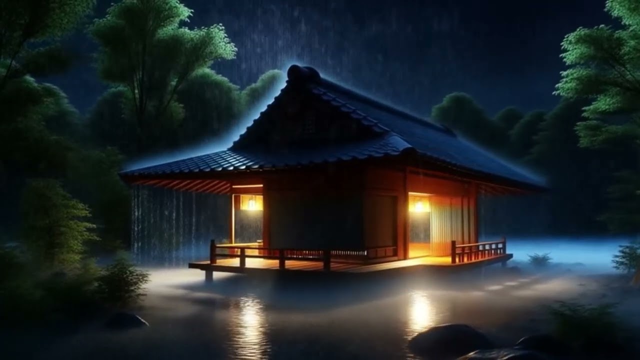 Peaceful Rainy Night Ambience 🌙 Forest Cabin Rain Sounds for Deep Sleep & Relaxation