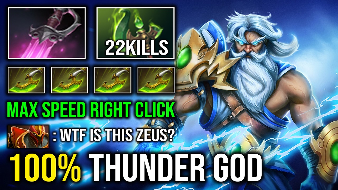 WTF 100% RIGHT CLICK GOD Khanda Parasma Max Attack Speed Unlimited Lightning Zeus Dota 2