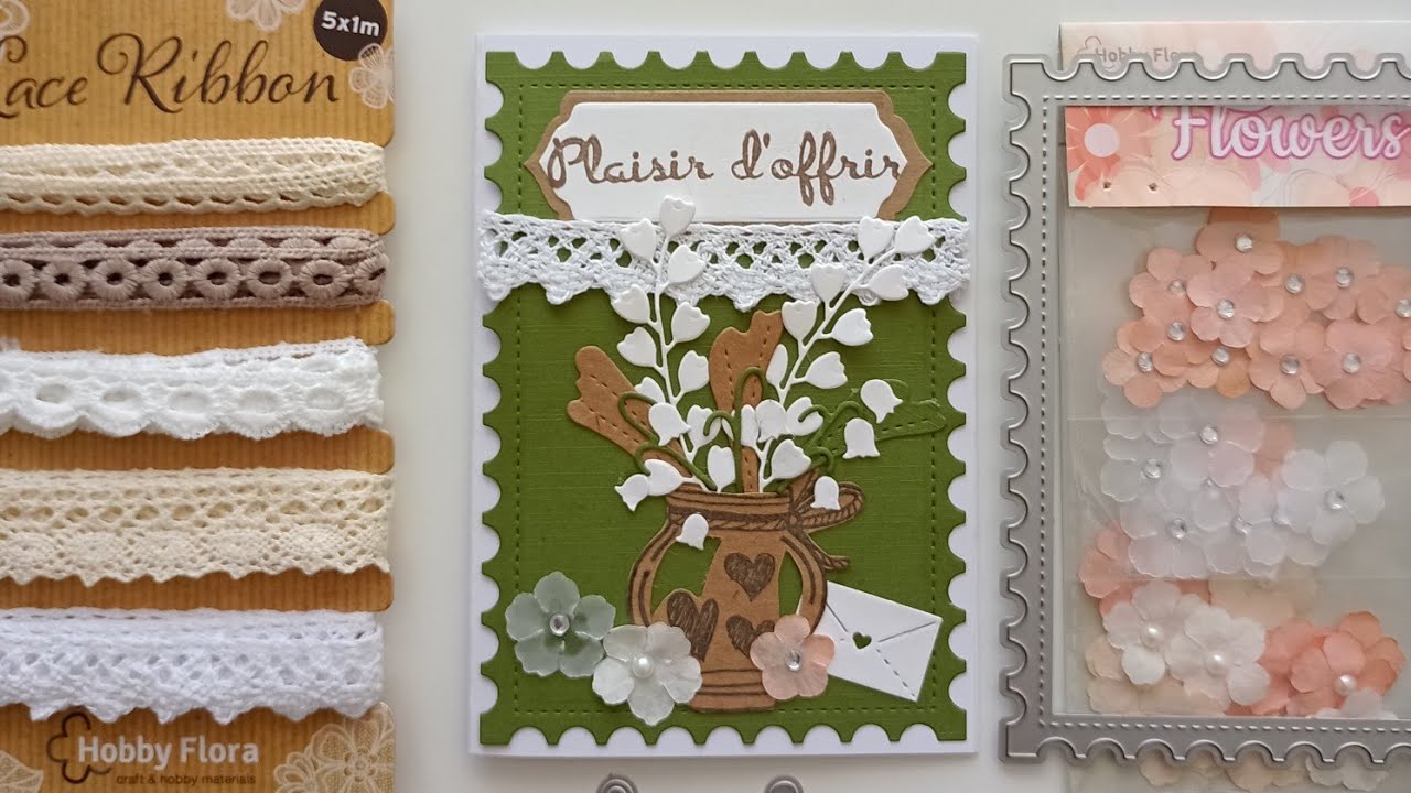TUTO CARTE 1er MAI MATÉRIEL ACTION #dies #flowers #dentelle