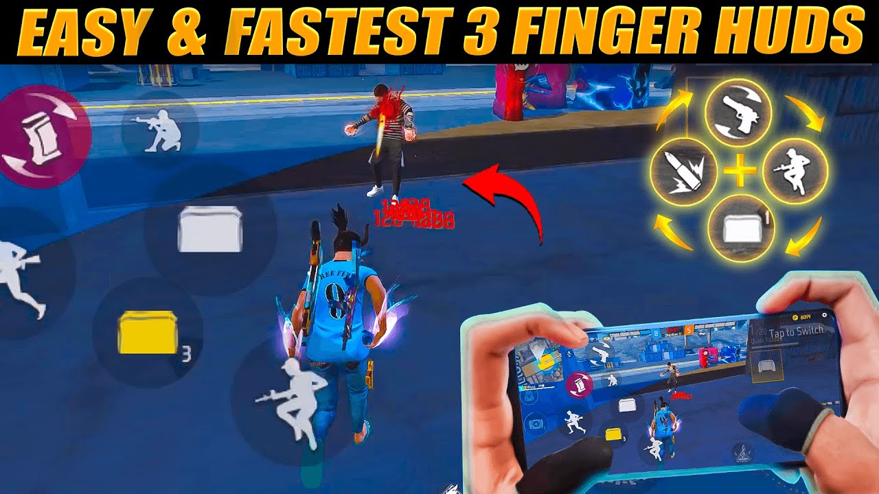 Best 3 Finger Custom Hud ⚡🔥| 3 Finger Custom Hud Free Fire |3 Finger Super Movement Custom Hud