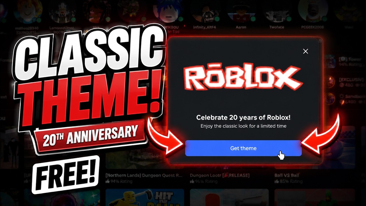 Как ПОЛУЧИТЬ КЛАССИЧЕСКУЮ ТЕМУ ROBLOX! (20-Я ГОДОВЩИНА) ROBLOX