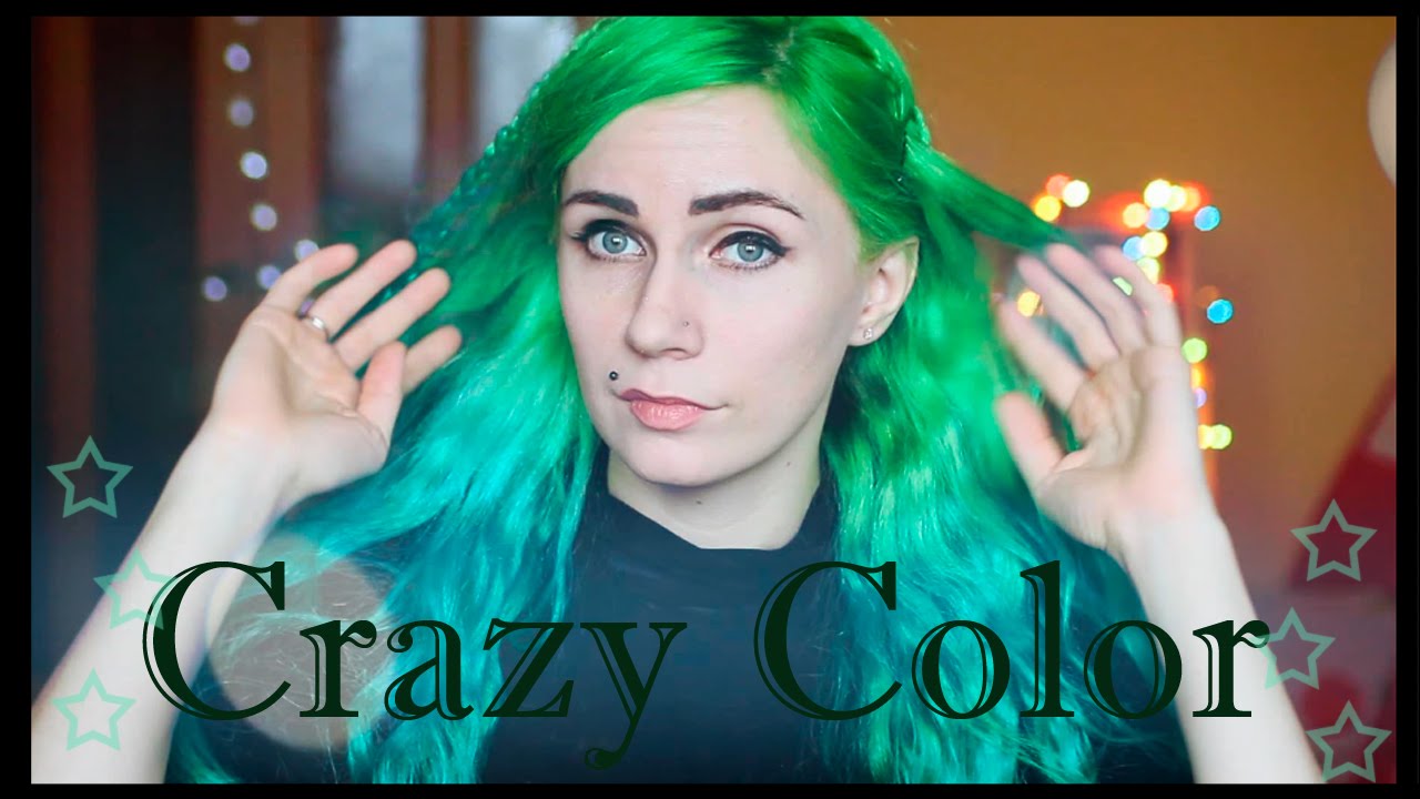 Обзор цветных красок для волос. Краска Crazy Color. Окрашивание в яркий цвет.