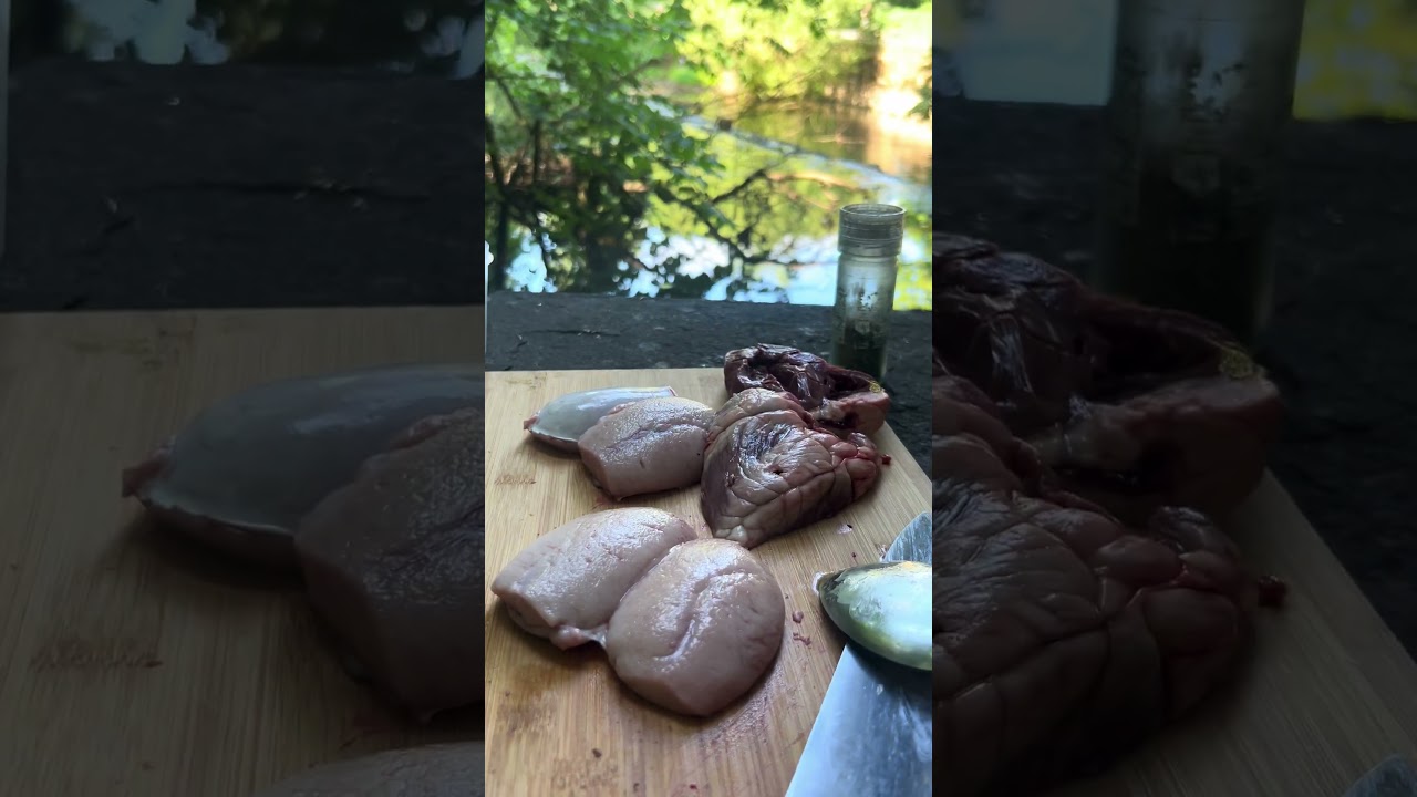 Cooking Goat Heart & Testicles in the Wild. #cooking #cookingmethod #moadventure #food #goatheart