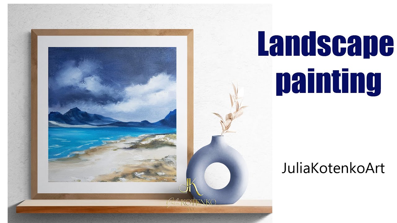 How to draw landscape painting / Demonstration /Oil Technique on canvas by Julia Kotenko