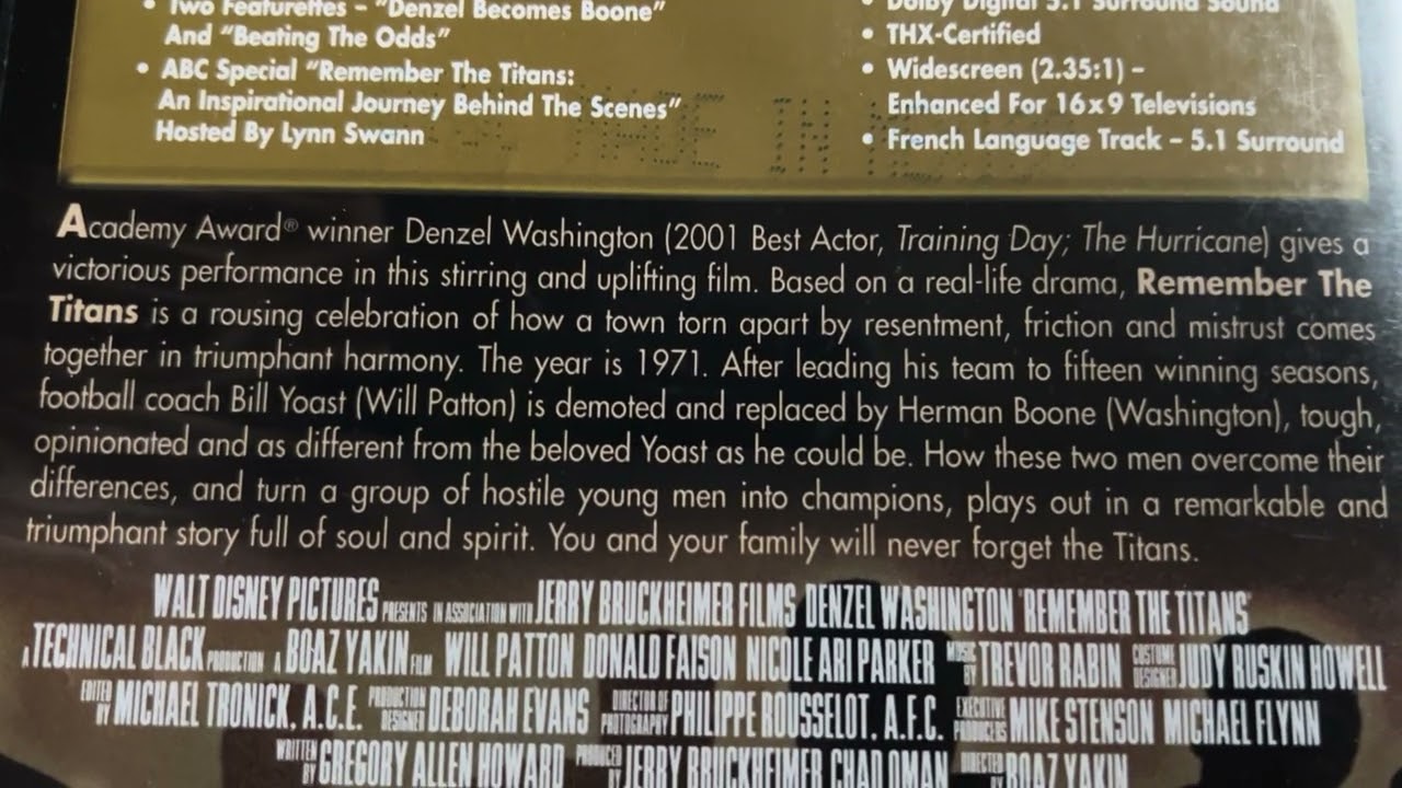 DVD Overview #41 Remember The Titans (2000) (Martin Luther King JR Day Special)