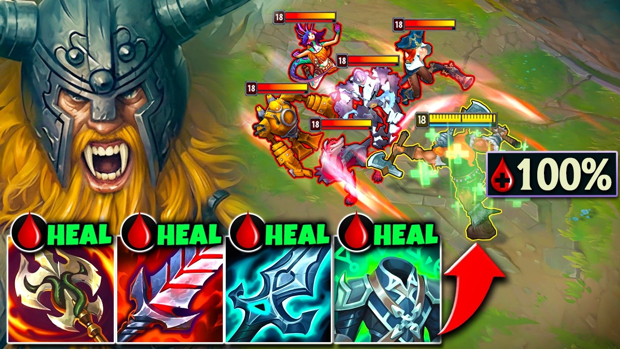 OLAF WITH 100% LIFESTEAL IS LITERALLY INVINCIBLE! (ONE AUTO = FULL HEALTH)