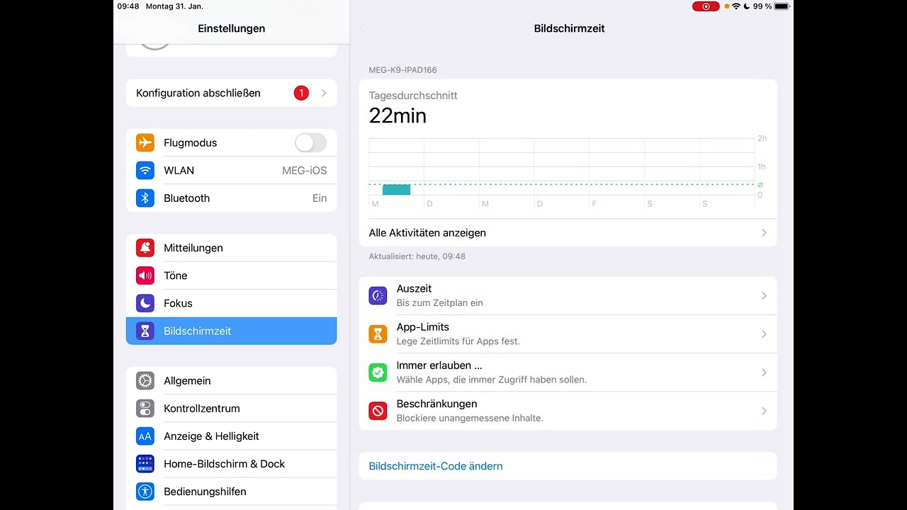 iPad Elternkontrolle - ungestört Hausaufgaben erledigen