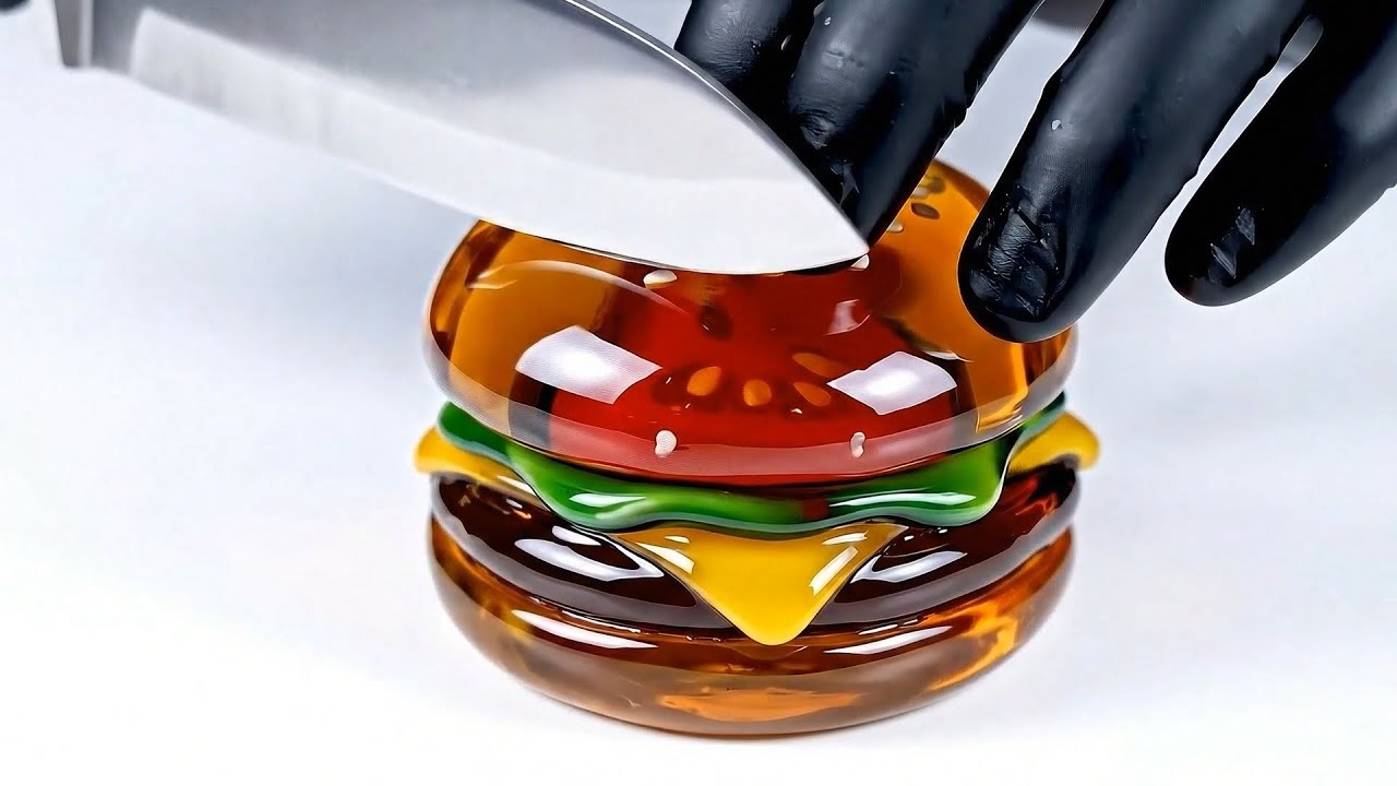 Veo 3 Glass Food Cutting ASMR