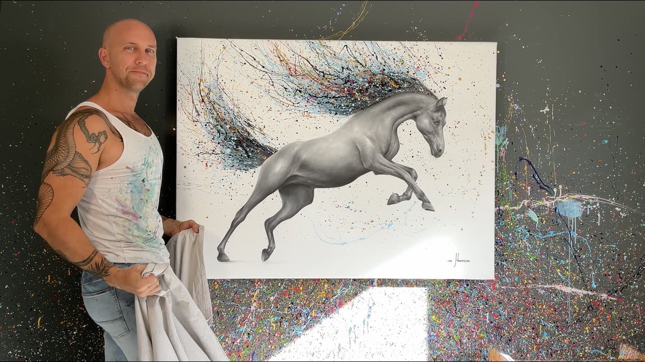 Ashvin Harrison Painting A Horse With Coconut Charcoal Dust And Paints