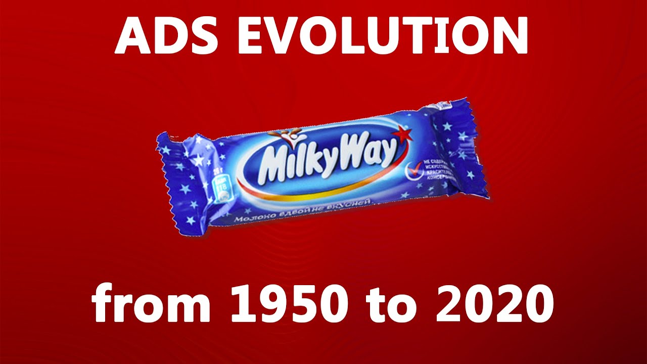 Milky Way Commercial Evolution / 1950 / 1960 / 1970 / 1980 / 1990 / 2000 / 2010 / 2020