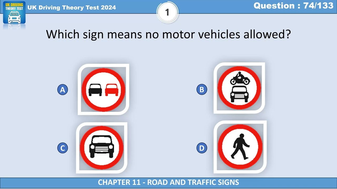 Which Sign Means No Motor Vehicles Allowed? | UK Driving Theory Test