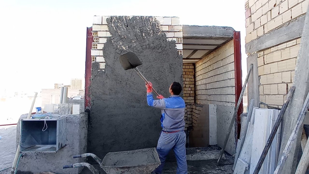 آموزش سیمان کاری صفر تا صد حرفه ای دست بالا ها را با بیل میزنه و تخته نمیگذاری برای سیمان کاری