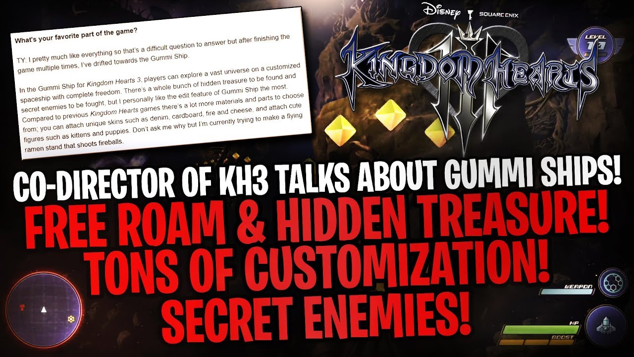 Kingdom Hearts 3 - Co-Director Tai Yasue Talks Gummi Ships! Hidden Treasure & Tons of Customization!