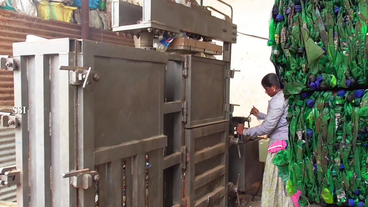 Plastic Pet Bottles crushing Machine - Small Scale business ideas bottle Pressing recycling process