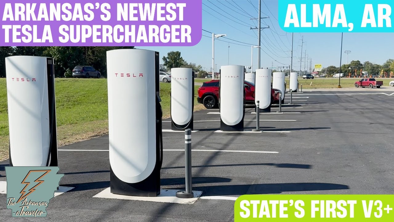 Самая новая и быстрая зарядная станция Tesla в Арканзасе