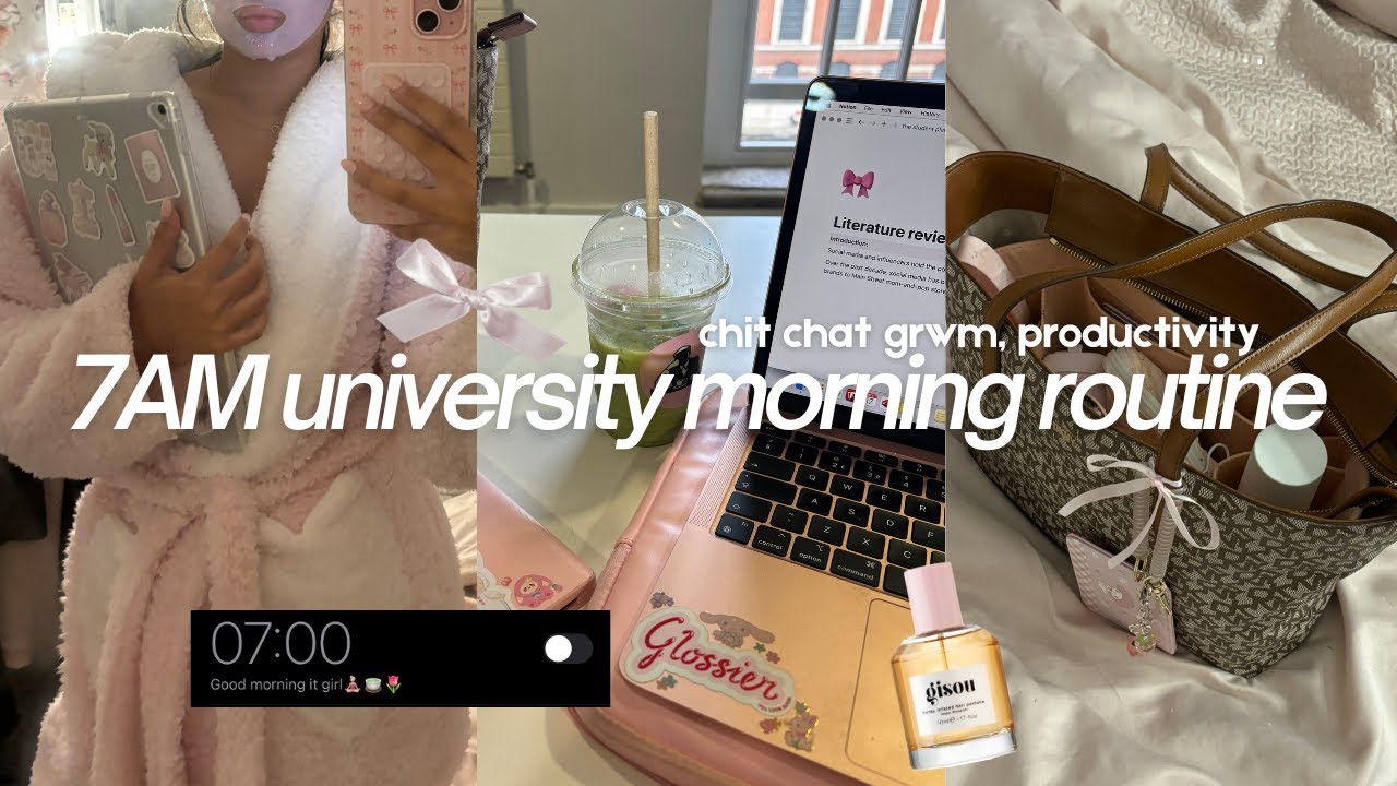 7AM UNI Morning routine🧖🏼‍♀️🎀| chit chat GRWM + realistic routine | student morning routine 2024