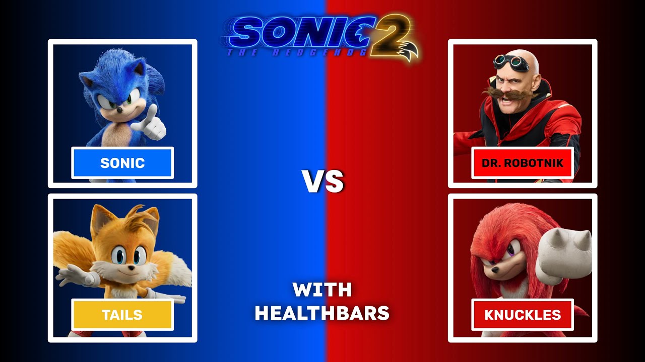 Sonic & Tails Vs. Dr. Robotnik & Knuckles - With Healthbars