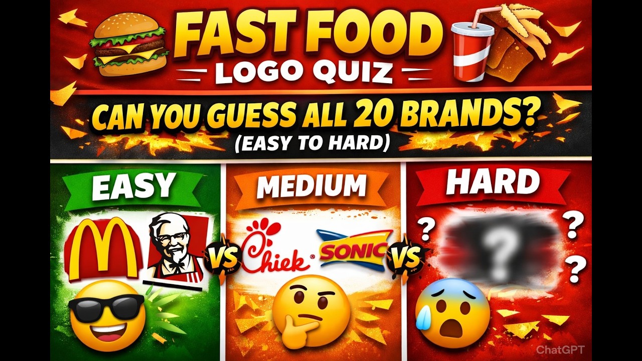 Fast Food Logo Quiz 🍔 | Can You Guess All 20 Brands? (Easy to Hard)