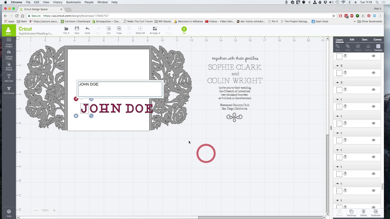 Make it Now Project - Wedding Invitation Cricut Design Space